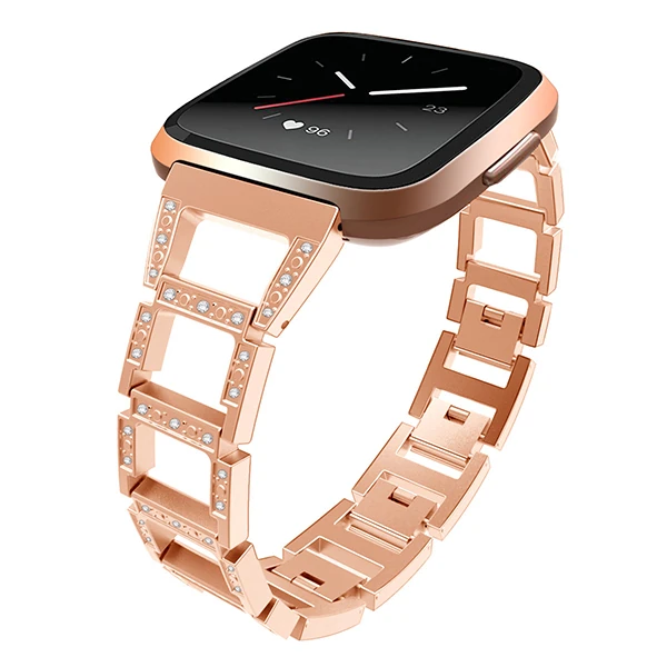 Fitbit Versa Metal Diamond İşlemeli Akıllı Saat Kayış Kordon - Gold