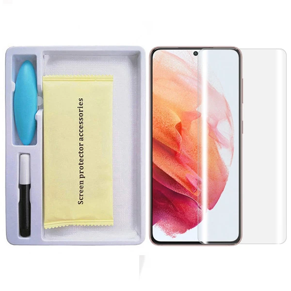 SM Galaxy S21 Full Uv Liquid+uv Işık 3DKırılmaz Cam Ekran Koruyucu - Şeffaf 2
