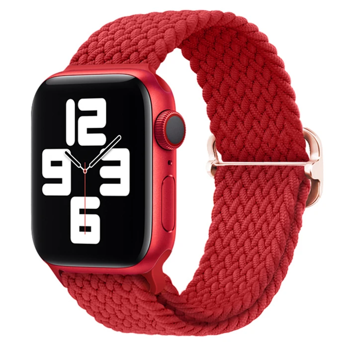 Ally Apple Watch 7-8 41mm 6-5-4 40mm Japon Tokalı Elastik Kayış Kordon 3-2-1 38mm - Kırmızı