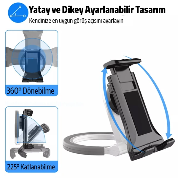 Ally PB-47B Askılı Katlanabilen Çok İşlevli Tablet -Telefon Standı Tutucu - Beyaz