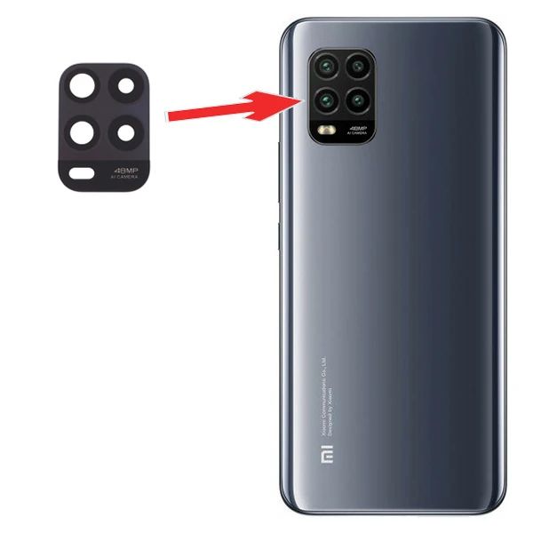 Xiaomi Mi 10 Lite Arka Kamera Camı Lens - Siyah