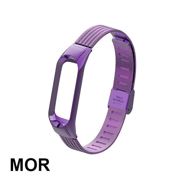 Lüx Xiaomi Mi Band 3 Akıllı Saat Çelik Toka Kayış Kordon - Mor