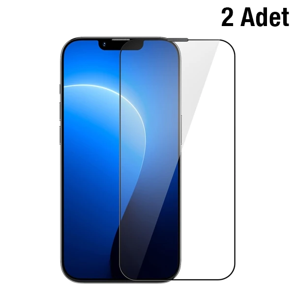 Baseus iPhone 14 Plus/13 Pro Max 6.7 0.3mm Full Koruma Tempered Cam Ekran Koruyucu 2 Adet Set - Siyah
