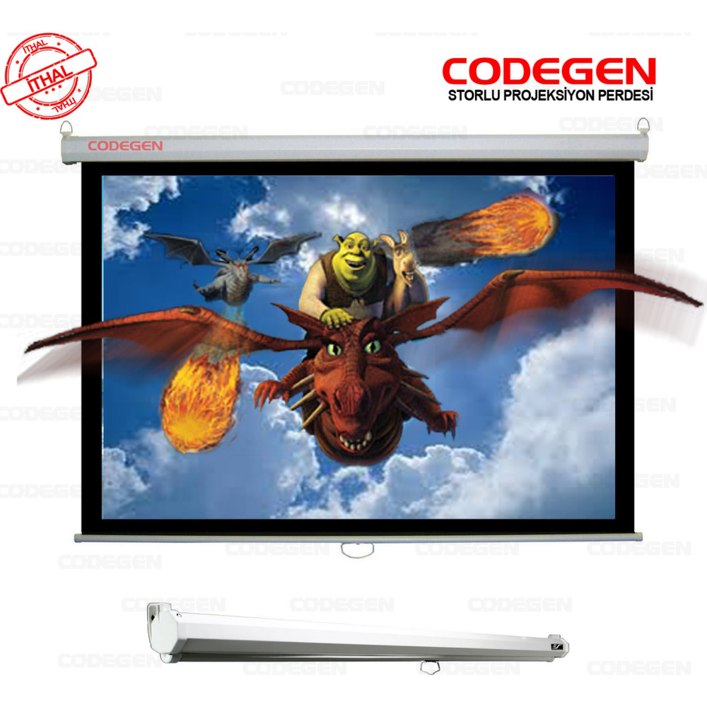 Codegen AX-18 Storlu Projeksiyon Perdesİ 180x180 (Arkası Siyah Fonlu - Duvar/Tavan Asılabilir)(1923)