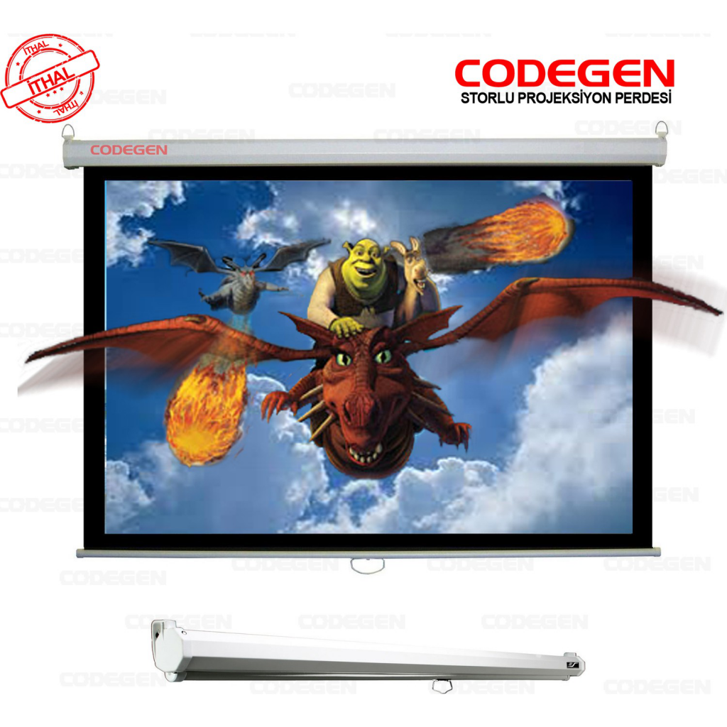 Codegen AX-18 Storlu Projeksiyon Perdesİ 180x180 (Arkası Siyah Fonlu - Duvar/Tavan Asılabilir)(1923)