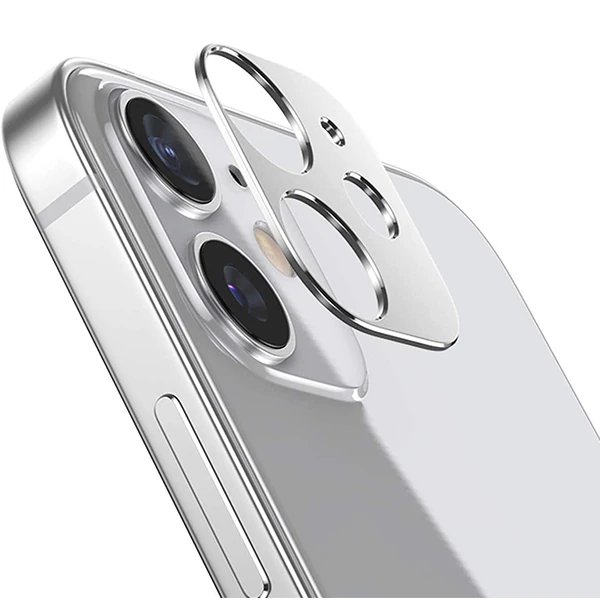 İPhone 12 3D Metal Kamera Koruyucu Metal Lens - Gümüş