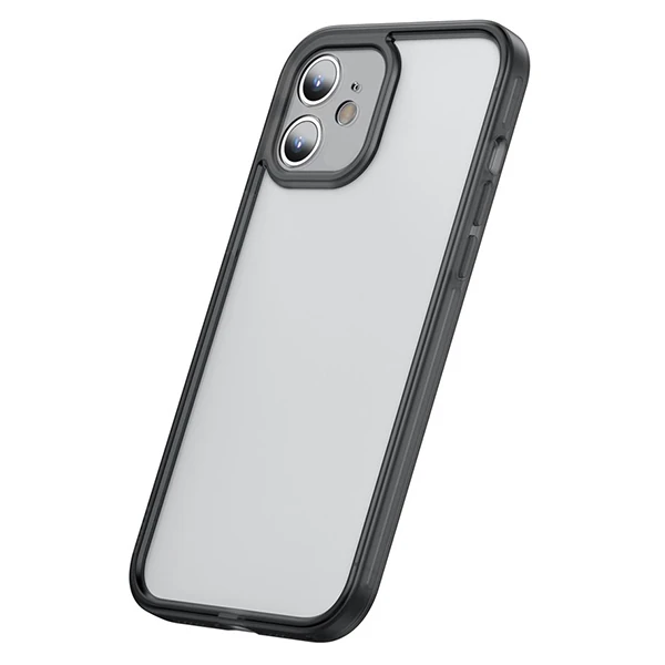 Baseus iPhone 12 Mini Kamera Lens Koruyuculu Frame Kılıf - Siyah