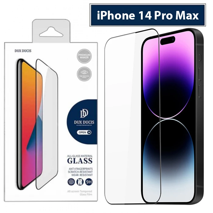 Dux Ducis iPhone 14 Pro Max 6.7 Full Kaplama Cam Ekran Koruyucu - Siyah