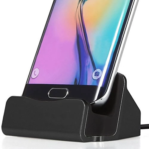 Android Micro Usb Şarj 2in1 Standlı Usb Dock - Gümüş