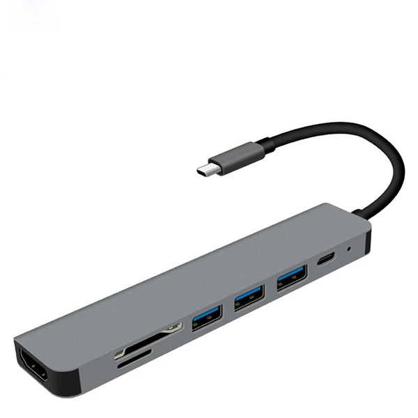 Ally 7in1 USB 3.1 Hdmı 4K 30HZ 2K 1080P Type-C HUB Adaptör Dönüştürücü - Füme