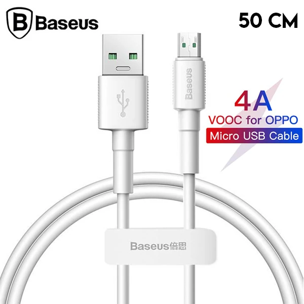 Baseus Mini White Micro USB 4A Oppo Vıvo Dash Usb Şarj Kablosu 0.5cm - Beyaz