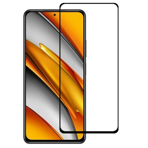 Xiaomi Poco F3 Full Glue Full Kaplama Tempered Cam Ekran Koruyucu - Siyah
