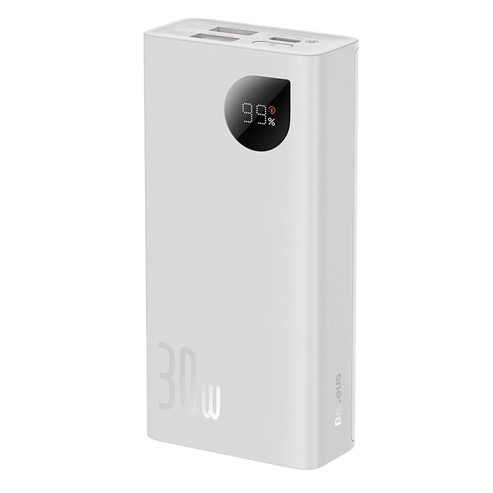 Baseus Adaman2 Digital Display 10000mAh 30W Powerbank Taşınabilir Şarj Cihazı Vooc Edition - Beyaz
