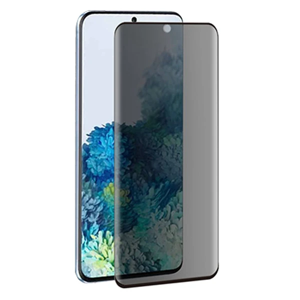 Ally SM Galaxy S20 FE 3D Full Privacy Gizlilik Tempered Cam Ekran Koruyucu - Siyah
