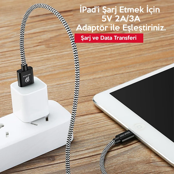 Dux Ducis K-One Cable İPhone Usb Şarj Kablosu 1 Metre - Siyah