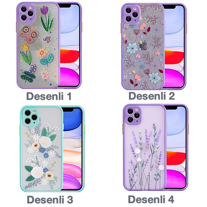 iPhone 11 Pro Max 6.5inç Kamera Korumalı Çiçek Desenli Silikon Kılıf - Desenli 1