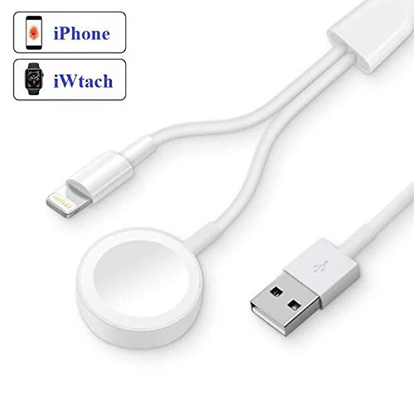Ally 2in1 Apple Watch Şarj- İPhone Usb Şarj Kablosu - Beyaz