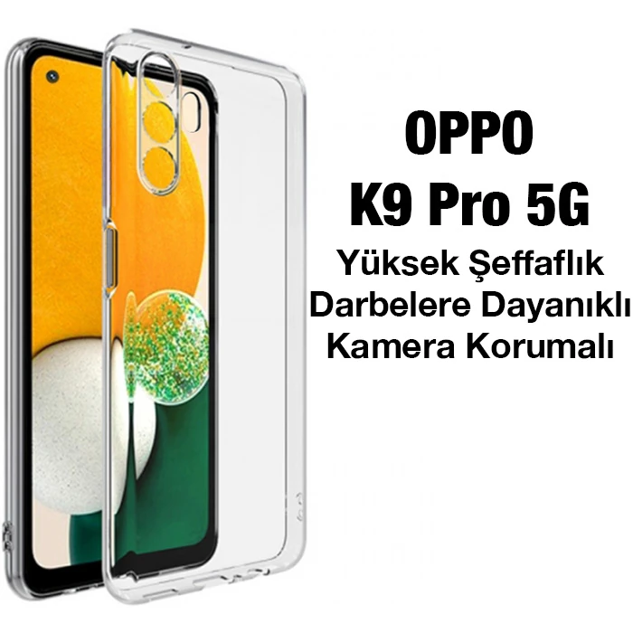 Ally Oppo K9 Pro 5G Kılıf Kamera Korumalı Ultra İnce Şeffaf Silikon Kılıf - Şeffaf 2