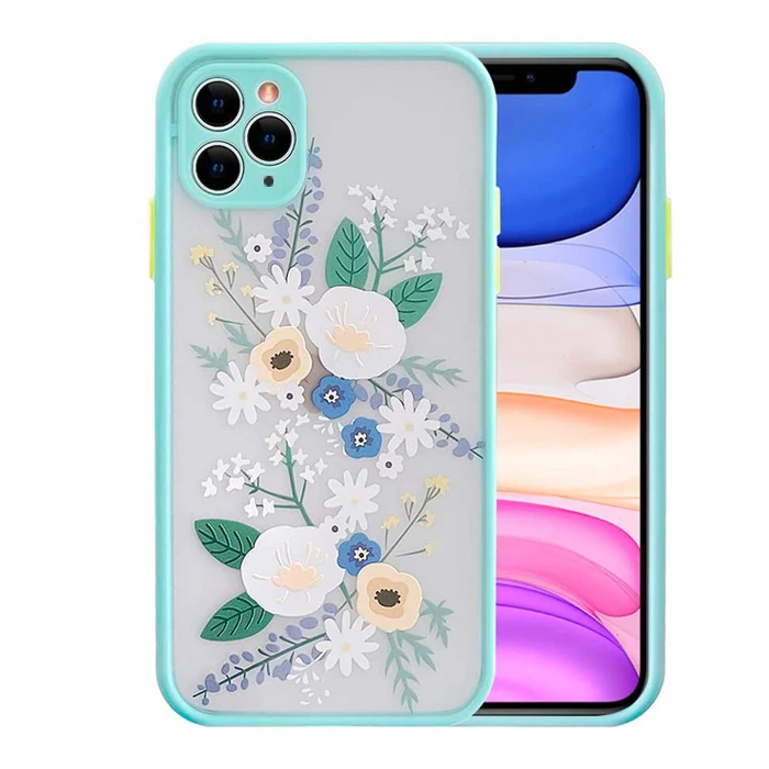 iPhone 11 Pro 5.8inç Kamera Korumalı Çiçek Desenli Silikon Kılıf - Desenli 1