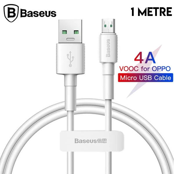 Baseus Mini White Micro USB 4A Oppo Vıvo Dash Usb Şarj Kablosu 1Metre - Beyaz