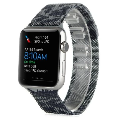Ally Apple Watch 7-8 45mm 6-5-4 44mm Kayış Kordon Metal Milano Loop Kamuflaj 3-2-1 42mm - Kamuflaj Gri