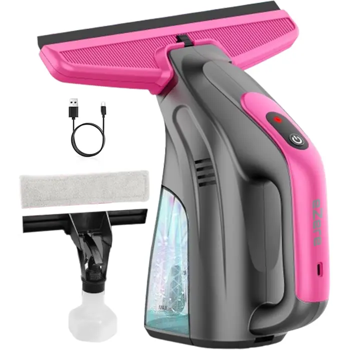 Ezere ClearView Şarjlı Cam Temizleyici Silme Makinesi Mikrofiber Başlıklı - Siyah