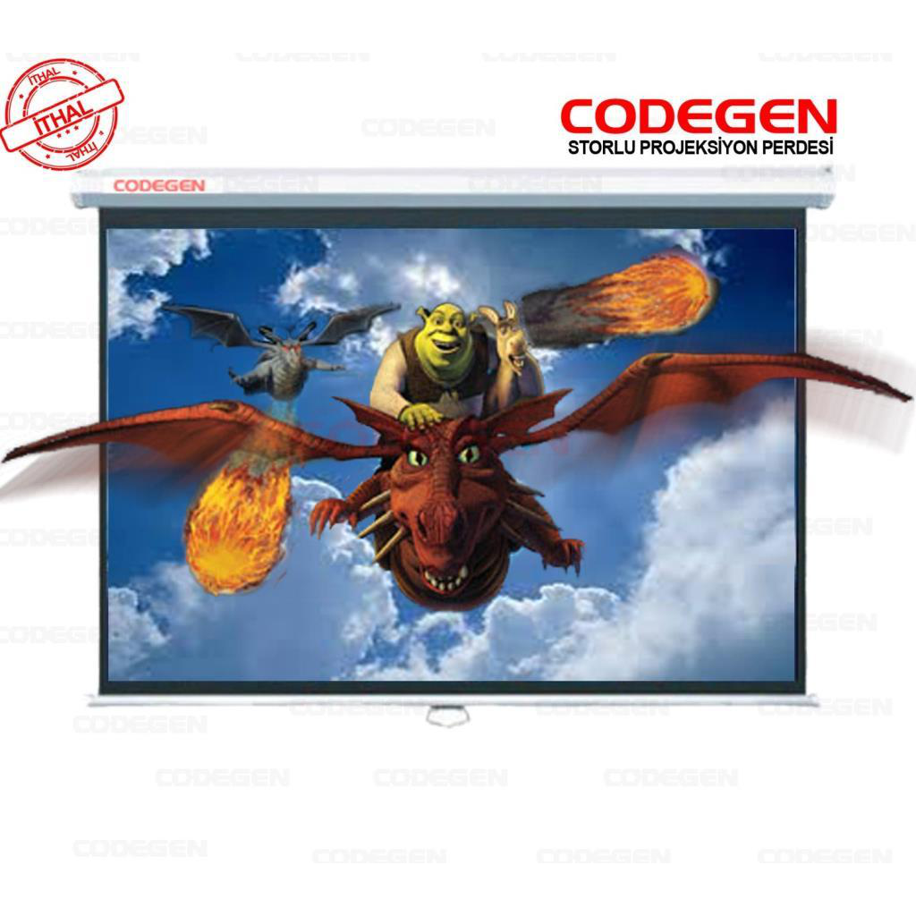 Codegen AX-20 Storlu Projeksiyon Perdesİ 200x200 (Arkası Siyah Fonlu - Duvar/Tavan Asılabilir)(1923)