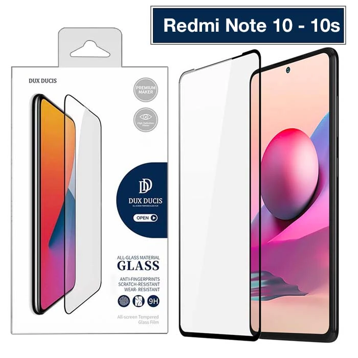 Dux Ducis Full Kaplama Redmi Note 10 Note 10S Cam Ekran Koruyucu - Siyah