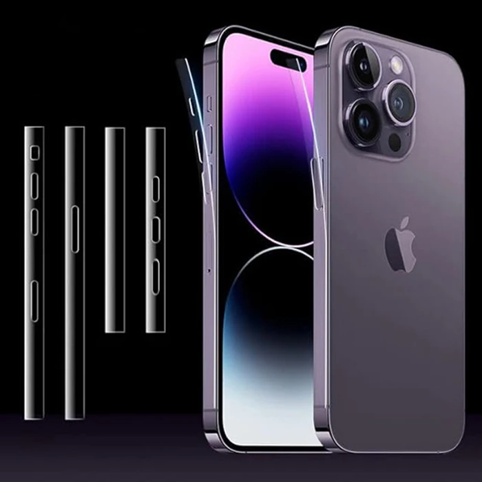 Ally iPhone 15 Pro Hidrojel Hayalet Yan Alt Üst Kaplama Koruyucu Film - Şeffaf 2