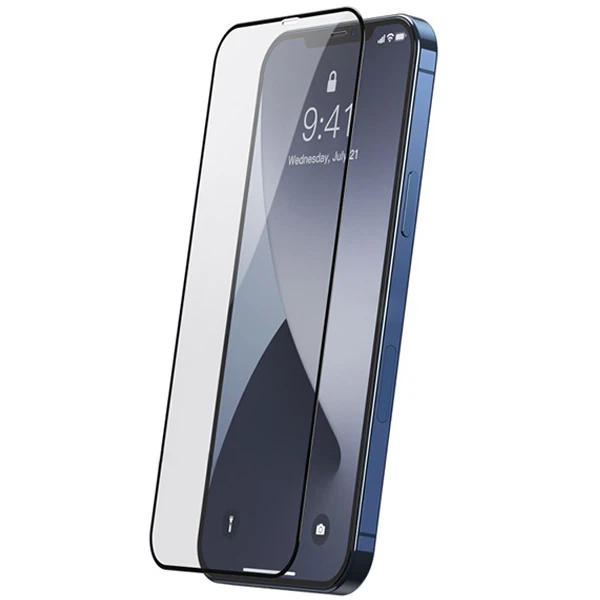 Baseus İPhone 12 Mini Ekran Koruyucu 0.3MM Full Anti Blue Light Tempered Cam Ekran Koruyucu 2Adet Se - Siyah