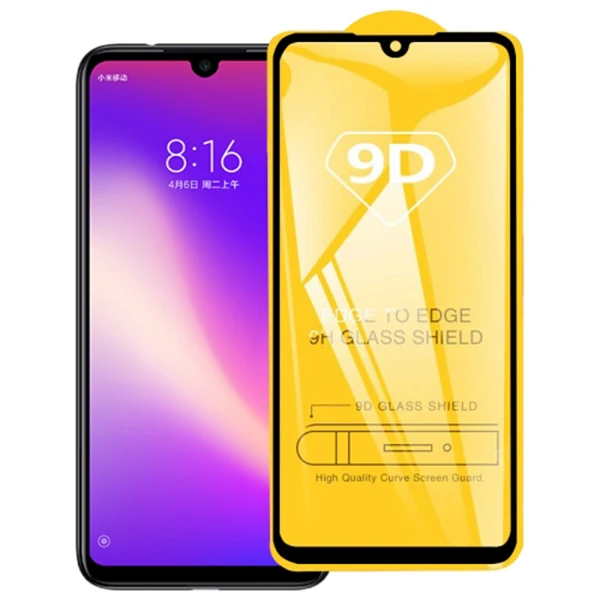 Xiaomi Redmi Note 7 9D Full Glue Tempered Cam Ekran Koruyucu - Siyah