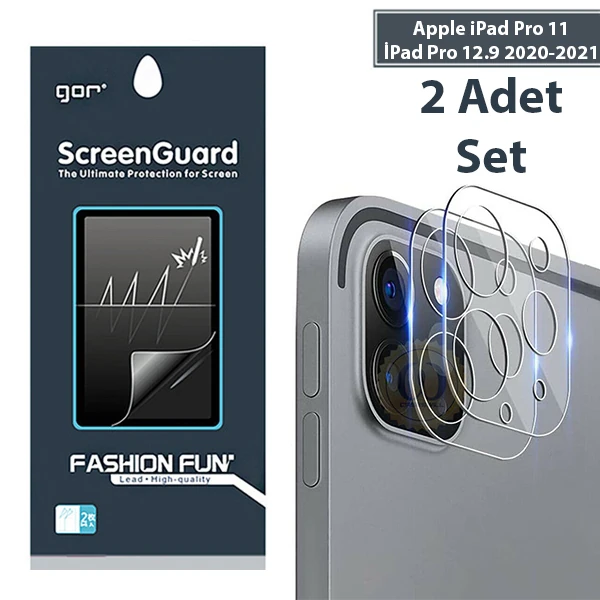 GOR iPad Pro 11 İPad Pro 12.9 2020-2021 3D Cam Kamera Koruyucu 2 SET - Şeffaf 2