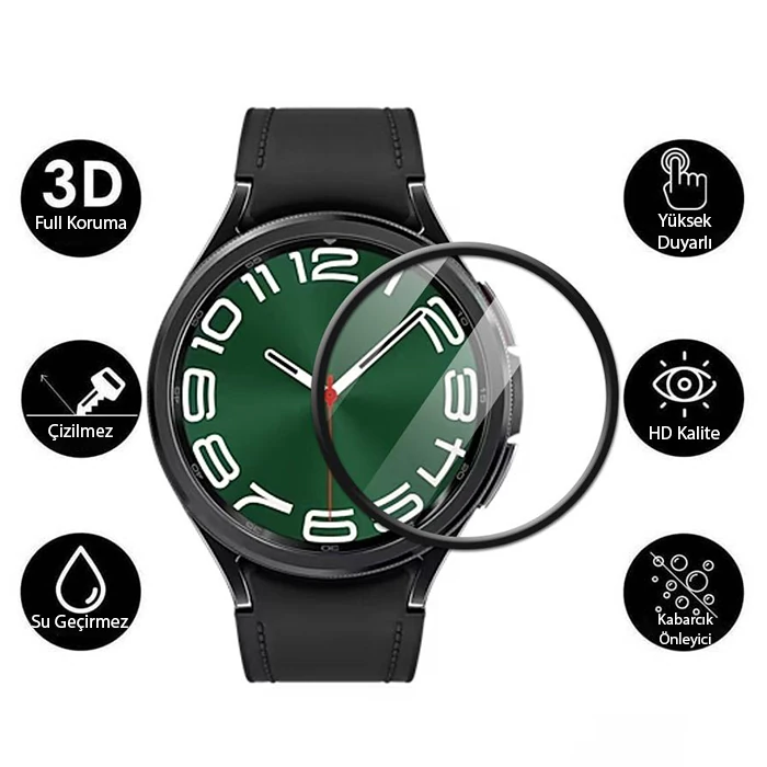 Ally Samsung Galaxy Watch 6 Classic 47mm Pmma Cam Ekran Koruyucu - Siyah