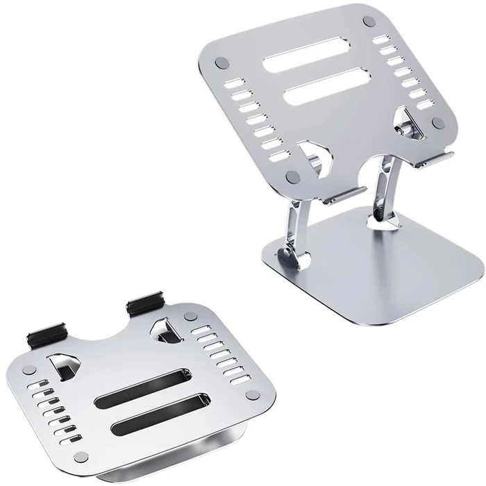 Ally T602 Ayarlanabilir Katlanır Isı Havalandırmalı Alüminyum Laptop Standı - Gümüş