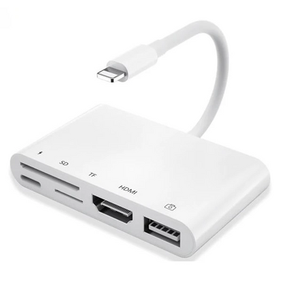 Ally 5in1 Lightning Hdmı Dijital Av Adaptör+ Otg USB Hub Kamera TF SD Okuyucu