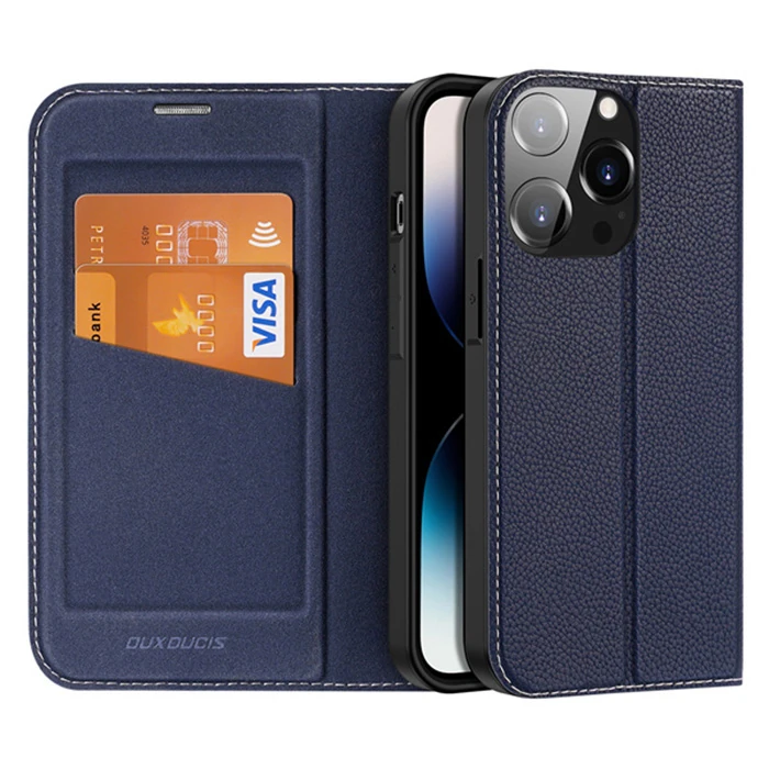Dux Ducis iPhone 14 Pro 6.1 Kılıf Skin X2 Series PU Deri Manyetik Kapaklı Kılıf Magnetic Folio Case - Siyah