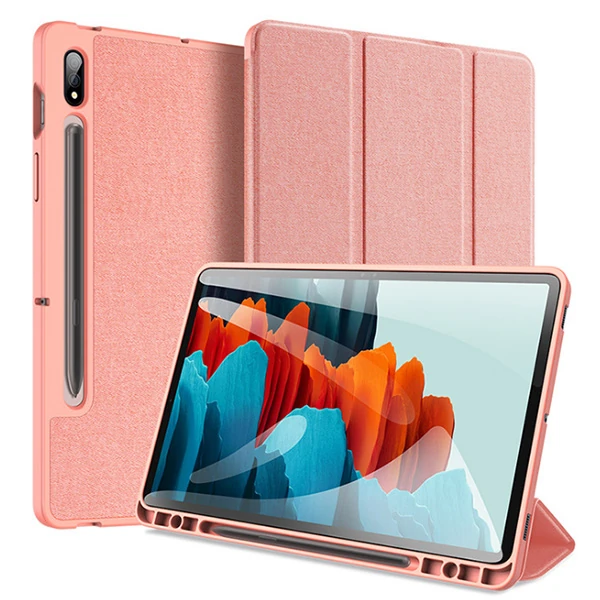 Dux Ducis SM Galaxy Tab S8 (X700/X706) S7 (T870/T875/T876B) Kılıf Kalem Yerli Mıknatıslı Domo Series - Pembe