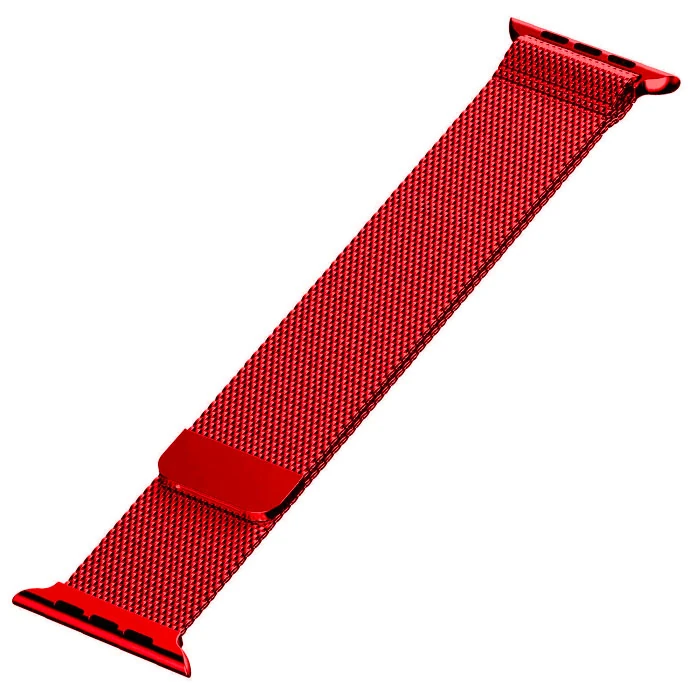 Ally Apple Watch 7-8 45mm 6-5-4 44mm Kayış Kordon Metal Milano Loop 3-2-1 42mm - Kırmızı