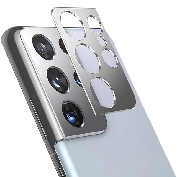 SM Galaxy S21 Ultra 3D Metal Kamera Koruyucu Metal Lens - Rose Gold