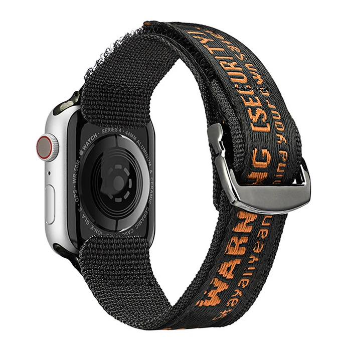 Dux Ducis Apple Watch 42/44/45MM için Kayış Kordon Lylon Loop - Siyah-Turuncu