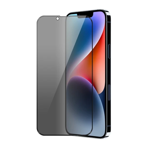 Ally İPhone 14 Plus 6.7 3D Full Privacy Gizlilik Cam Ekran Koruyucu Anti-Spy - Siyah