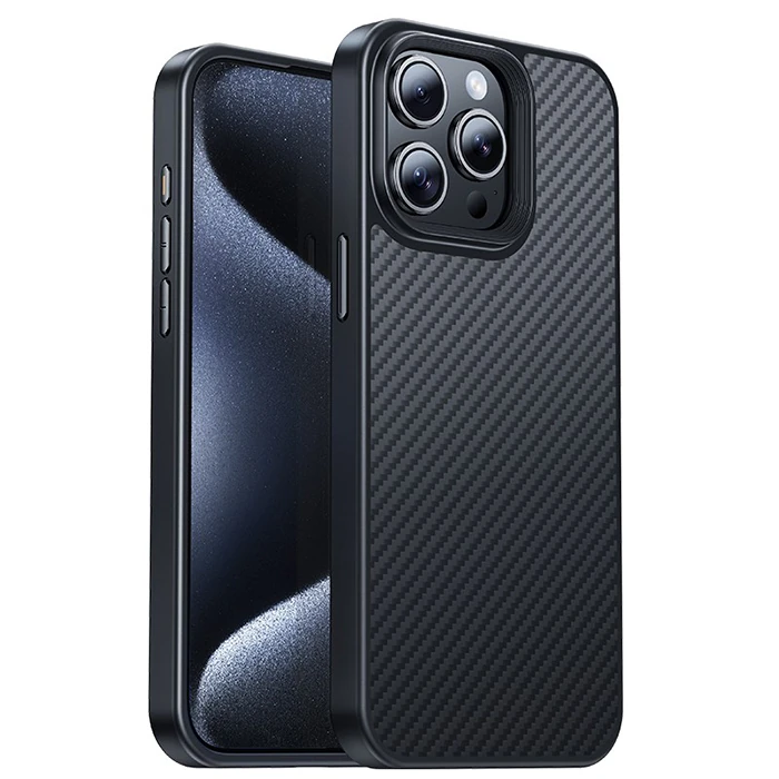 Hoco iPhone 15 Pro AS7 Kevlar Kılıf Manyetik Magsafeli Telefon Kılıfı - Siyah