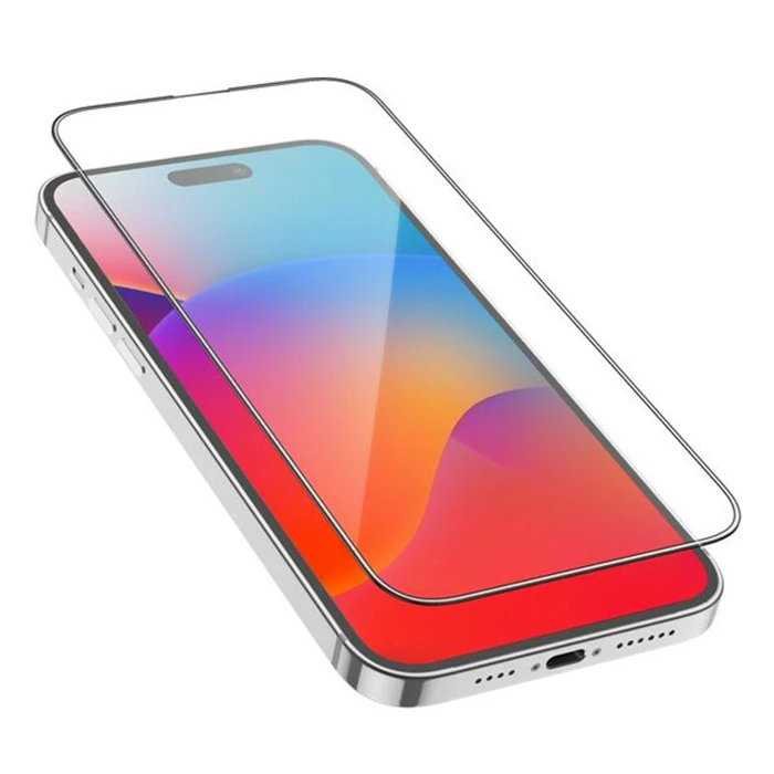 Hoco iPhone 15 Pro Full HD Tempered Kırılmaz Cam Ekran Koruyucu 10 Adet set - Şeffaf 2