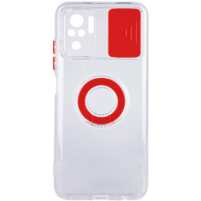 Ally Xiaomi Redmi Note 10 - 10s Kılıf Sürgülü Kamera Lens Korumalı Yüzük Standlı Silikon Kılıf - Beyaz