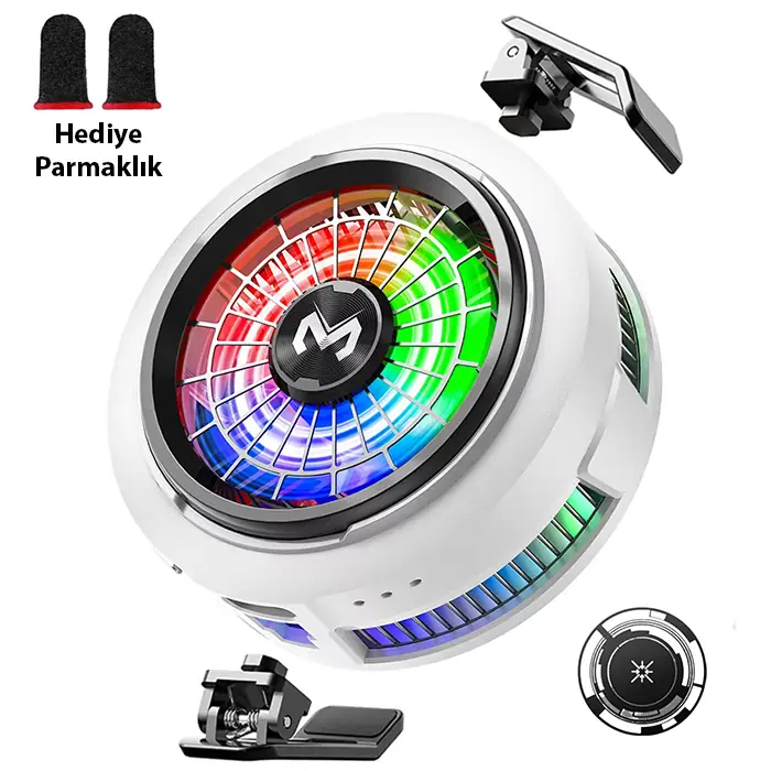 Memo CX20 iOS Android Soğutucu 20W Manyetik RGB Telefon Soğutucu –Anında Hızlı SoğutmaSessiz Fan Soğutma - Beyaz