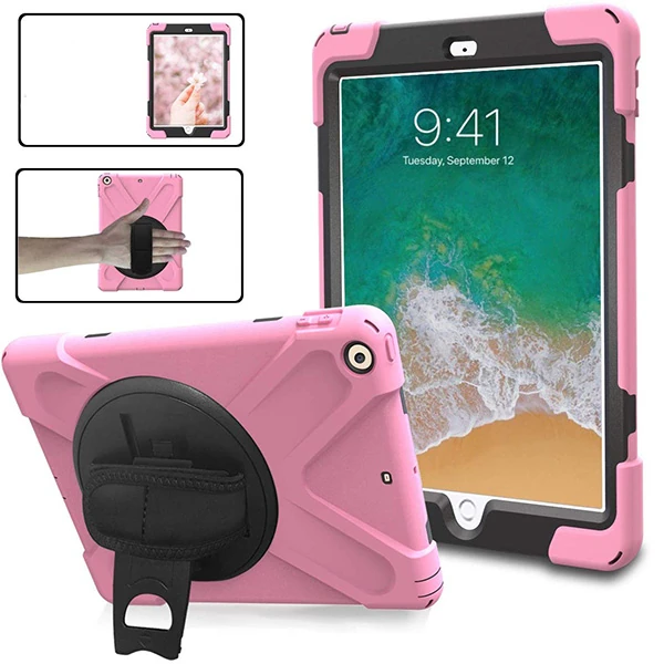 İpad Pro 10.5 3 Katmanlı Standlı Zırh Kılıf/Shockproof Case - Pembe