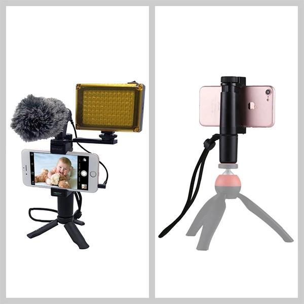 Puluz Video Grip Telefon Elde Tutucu+ Bileklik Tripod Adaptörü - Siyah