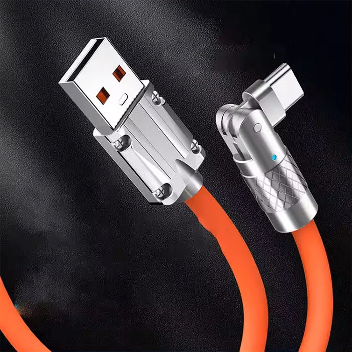 Ally 180° Dönebilen USB To Type-C 120W Hızlı Şarj Kablosu 1 Metre - Turuncu