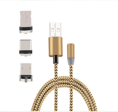 İphone Type-C Android 3 Yuvarlak Başlık Manyetik Şarj Usb Kablosu