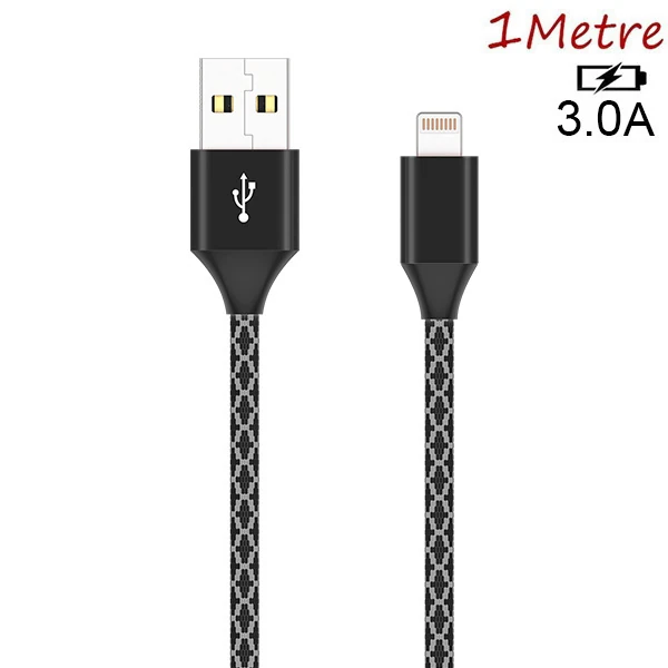 İPhone 14-13-12 11 3.0A Hızlı Halat Usb Şarj Kablosu 1MM - Siyah